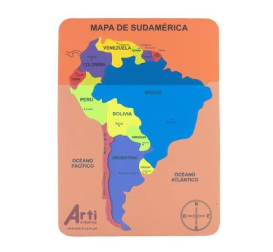 Juego Goma Eva de Encaje Mapa Sudamericano