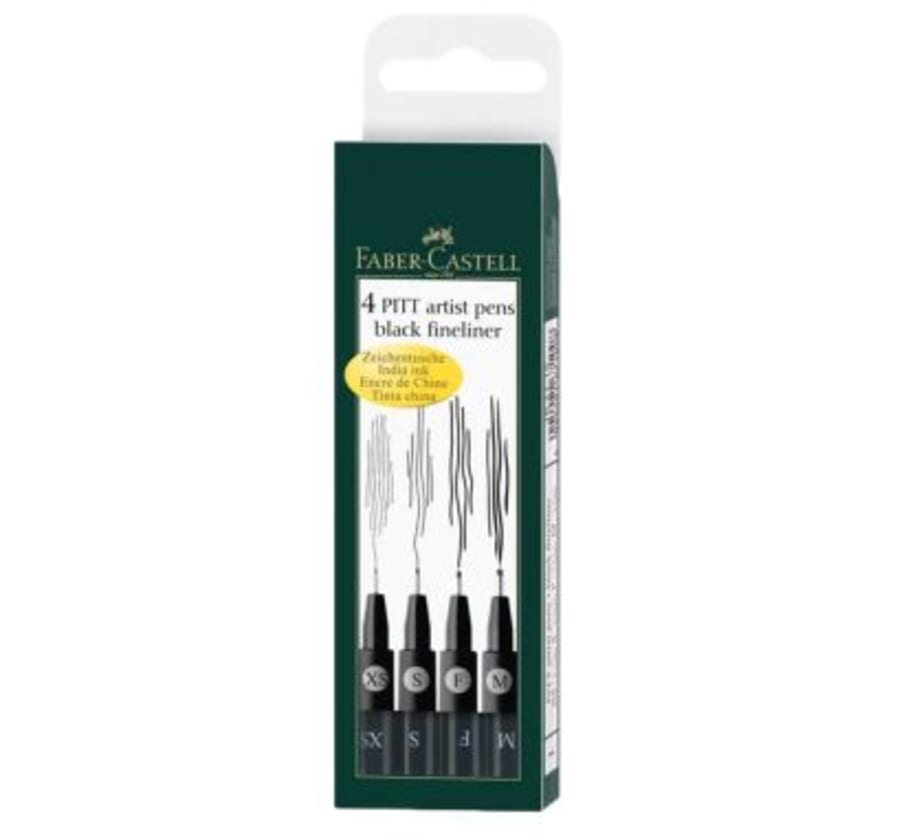 Rotulador Pitt Artist Pens Black (XS/S/F/M) Set x 4 Unidades