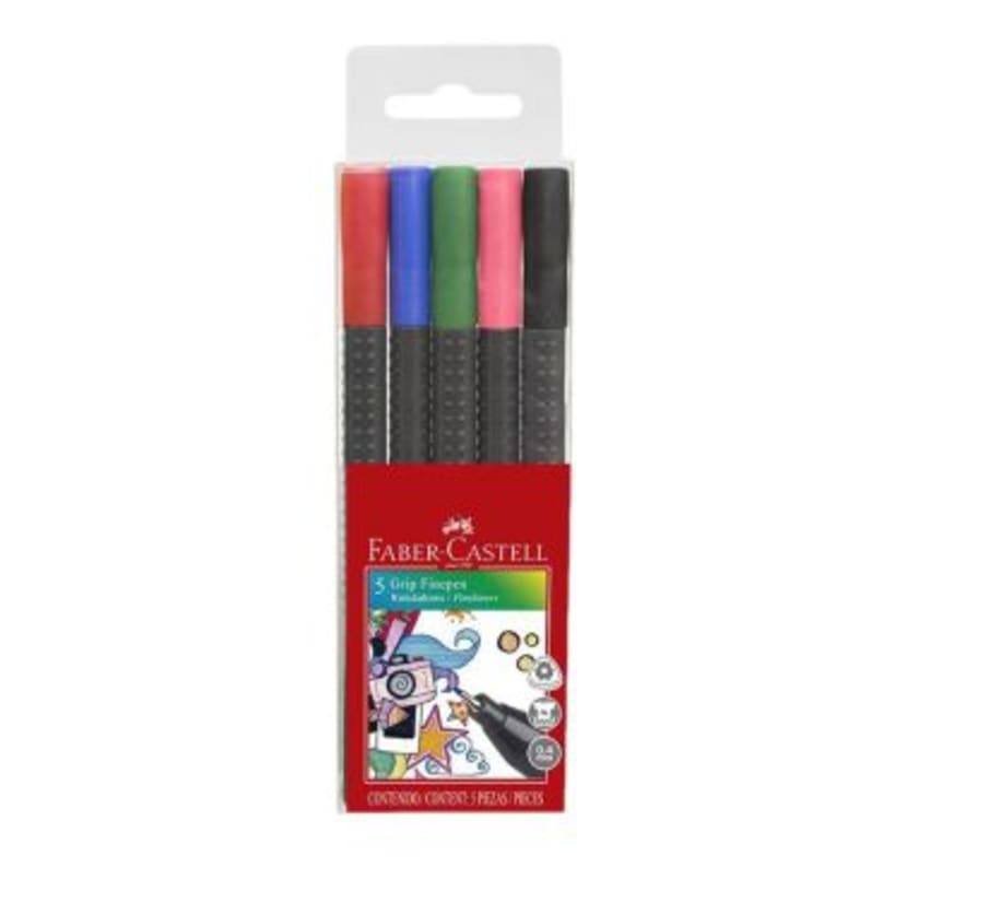 Plumón Grip Finepen Básico Estuche x 5 Unidades