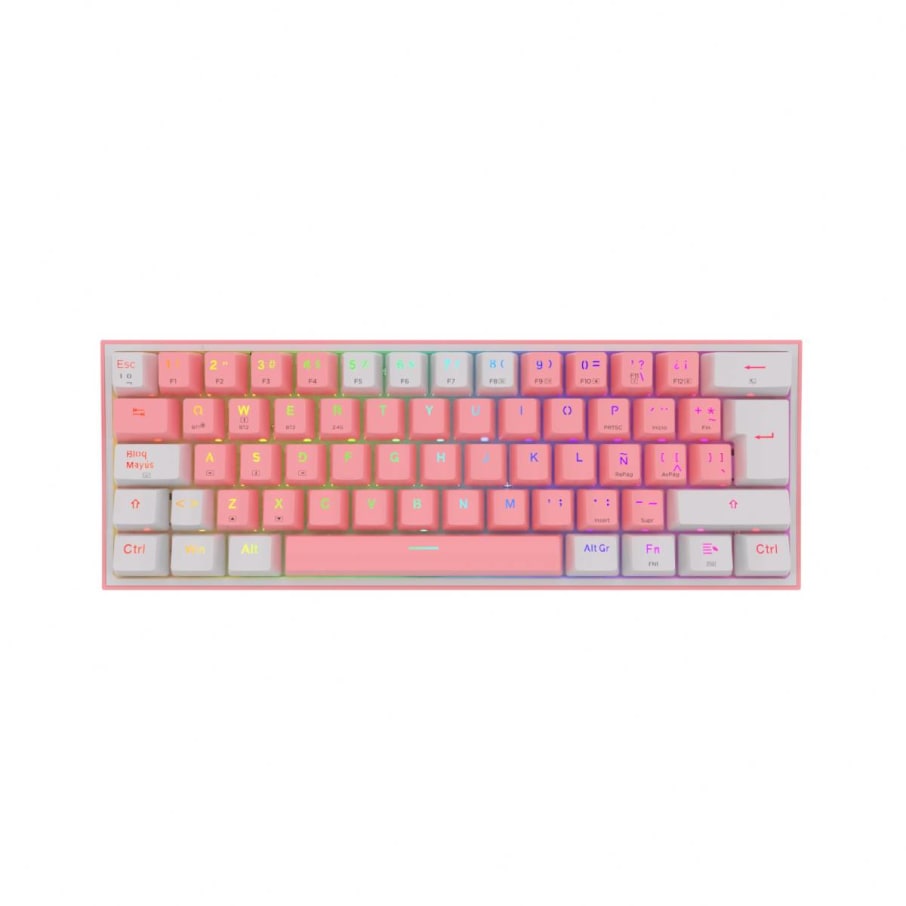 Teclado Mecánico Gamer Redragon FIZZ PRO Wireless. Spanish K616-RGB-PW PINK/WHITE