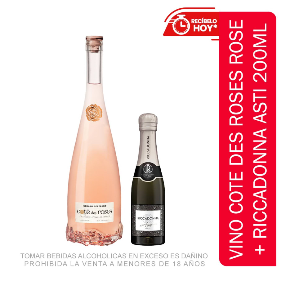 Vino Cote des Roses Rosé 750 ml +Riccadonna Asti 200 ml