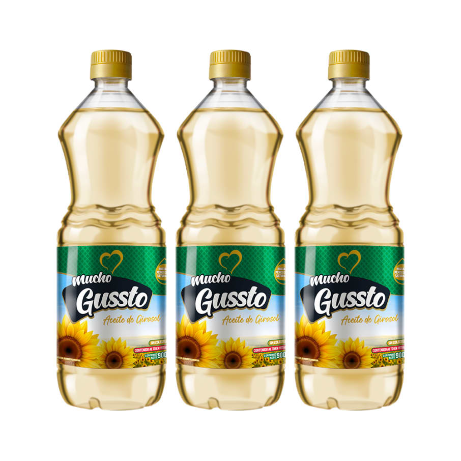 Aceite de Girasol mucho Gussto 900 ml pack x3