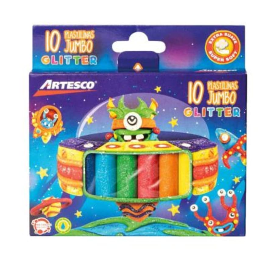 Plastilina Jumbo Glitter x 10 Unidades