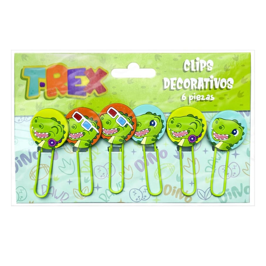 Clips Decorativos 6 Piezas T-Rex