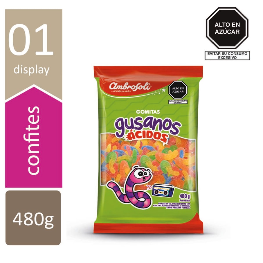 GOMAS GUSANOS ACIDOS GRANEL 480GR