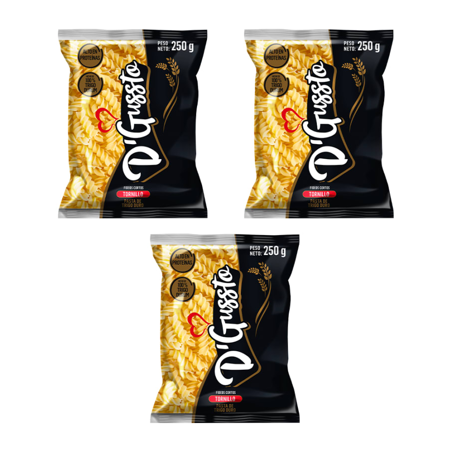 D´Gussto fideos tornillo 250 g - pasta