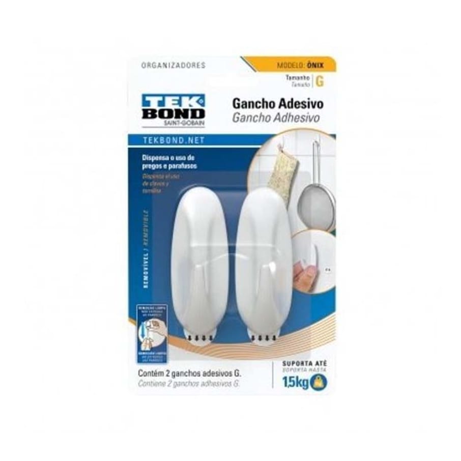 TEKBOND GANCHO PLASTICO ONIX BLISTER X2 (12UXCJ)