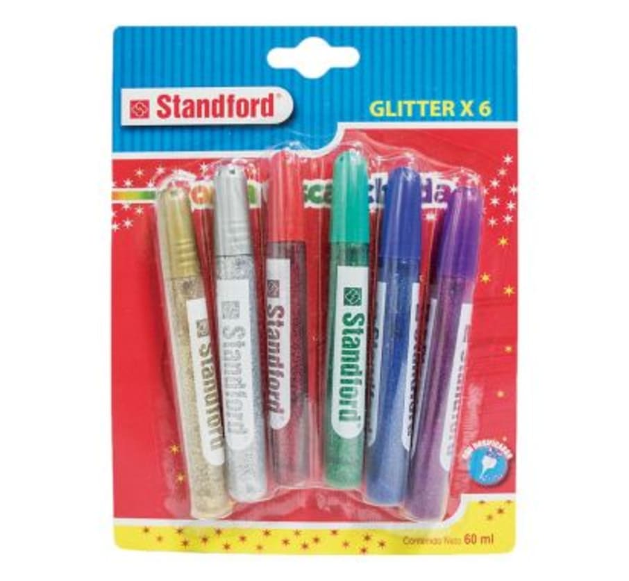 Pegamento Glitter 10.5 ml Blister x 6 Unidades