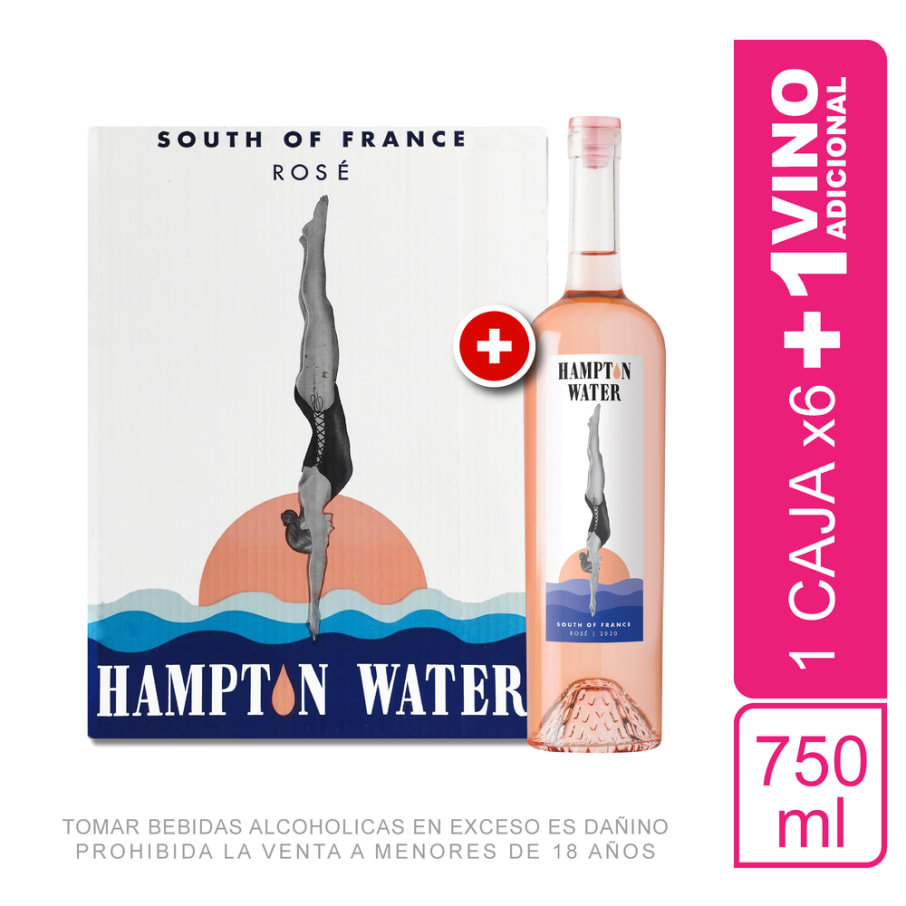 Caja Hampton Water X6 UND + 01 Botella 750ml