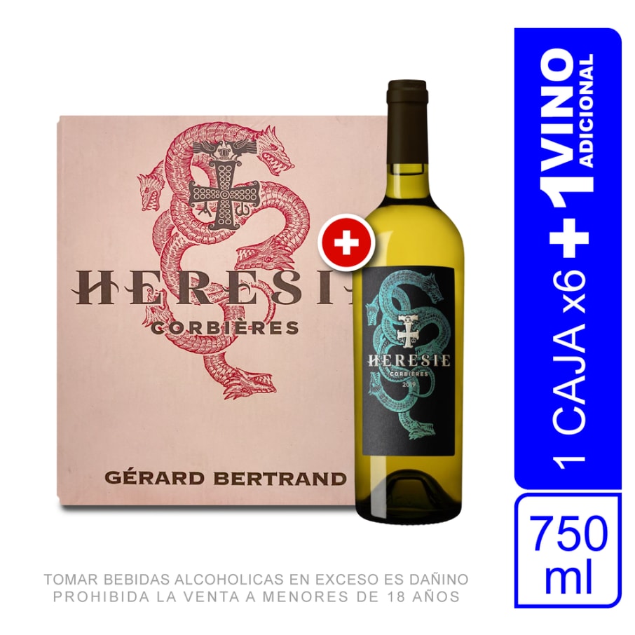 Caja  Heresie White 750Ml X6 UND + 01 Botella 750ml