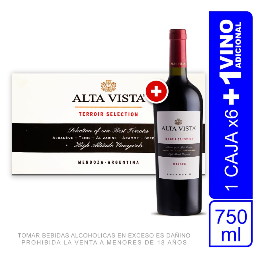 Caja Alta Vista Terroir Selection Malbec 750Ml X6 UND + 01 Botella 750ml