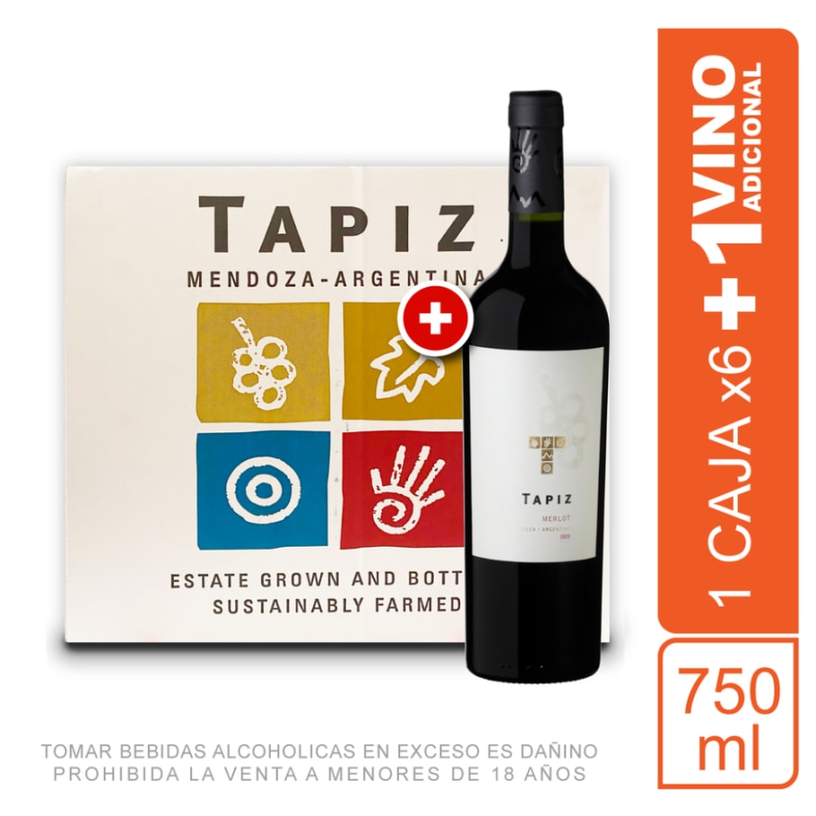 Caja Tapiz Vinos Tapiz Classic Merlot 750Ml X6 UND + 01 Botella 750ml