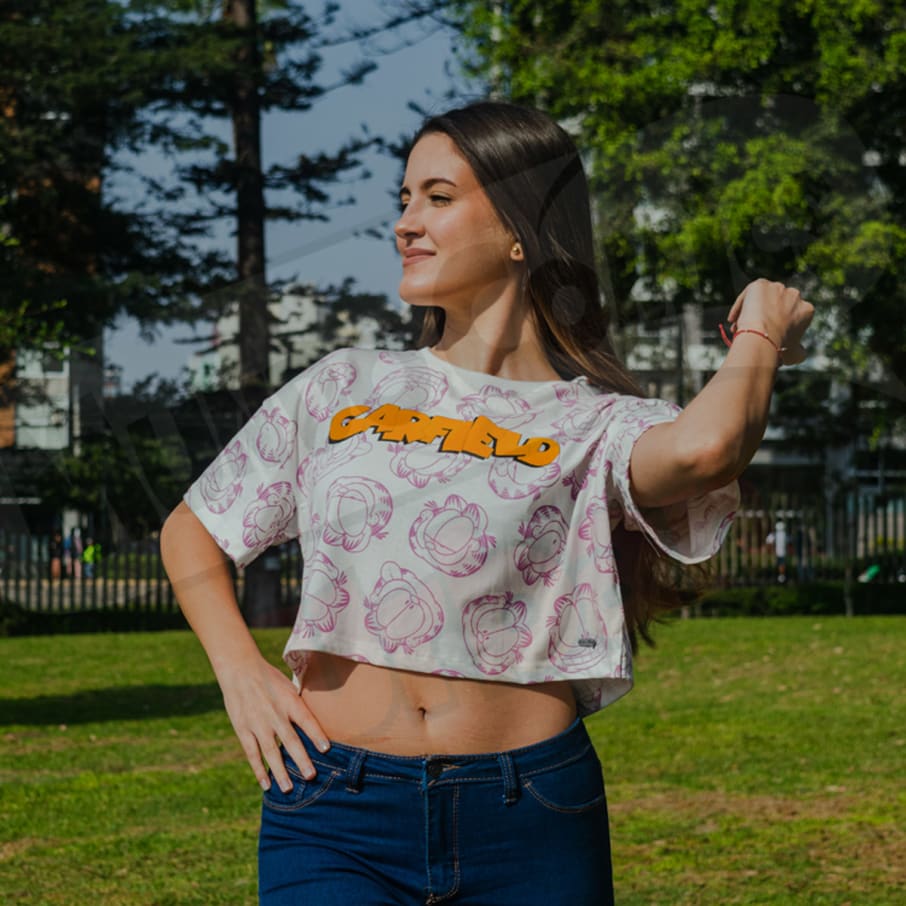 POLO CROP MC MUJER GARFIELD