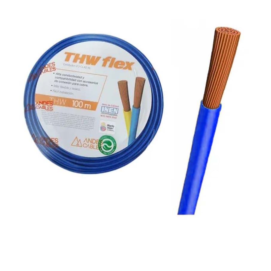 ANDES CABLES FLEXIBLE #18 AZUL THW AWG 100MT