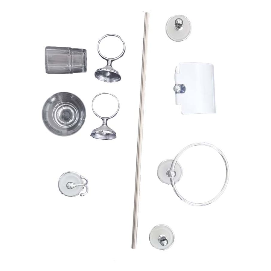 IMP ACCES.BAÑO CR NIQ 6Pz C/VIDRIO BASE RED. X