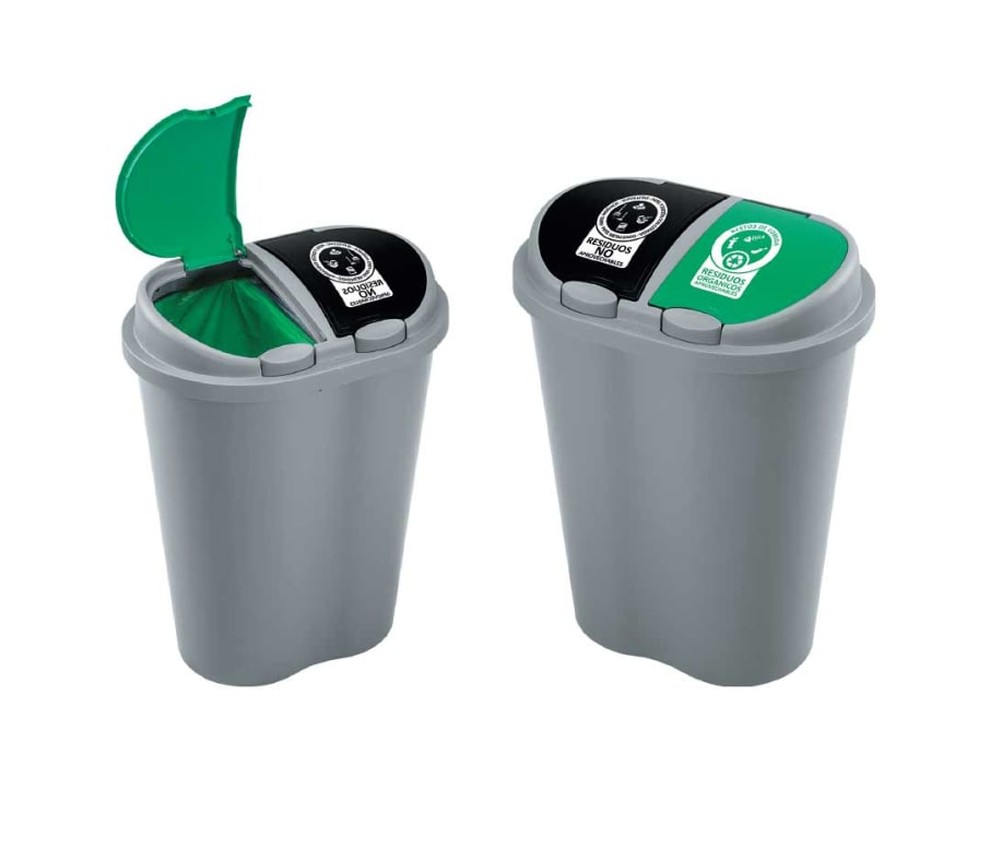 RIMAX BASURERO DOBLE NEGRO VERDE 50LT