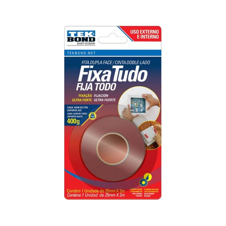 TEKBOND CINTA DOBLE FAZ ACRILICA ROJO EXTERN 12MMX