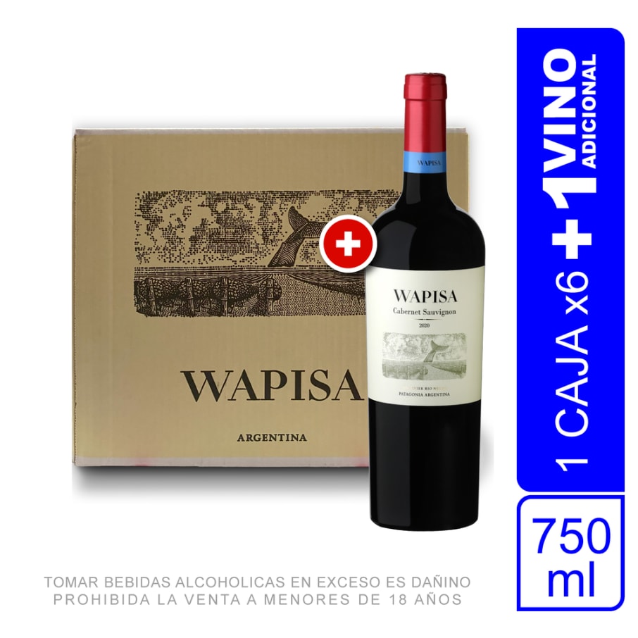 Caja Vino Wapisa Cabernet Sauvignon 750ml x 7 unidades