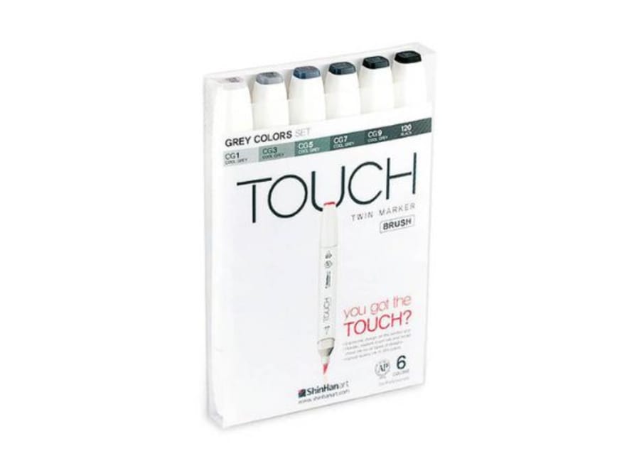 SET SHINHANART 6 TOUCH BRUSHMARKER T.GRISES