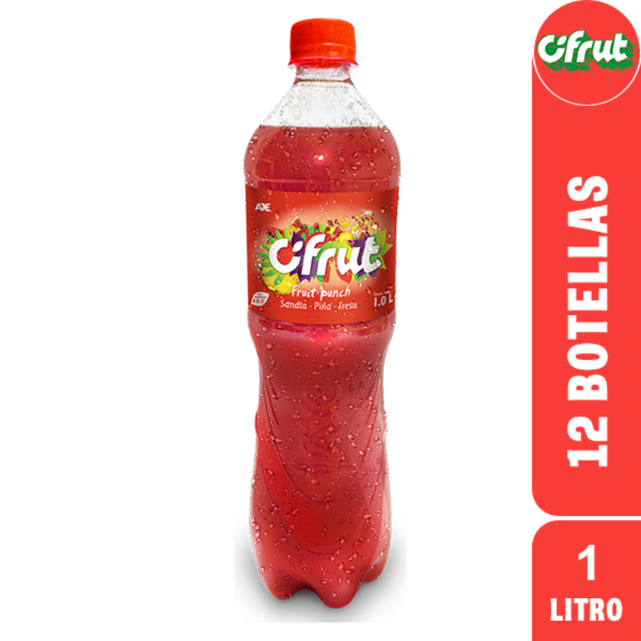 CIFRUT SANDIA, PIÑA Y FRESA REGULAR PET NO RETORNABLE 1000 ML 12 unidades