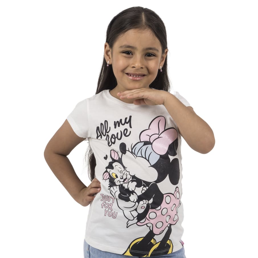 POLO BASICO MC MINNIE MOUSE NIÑA MARFIL