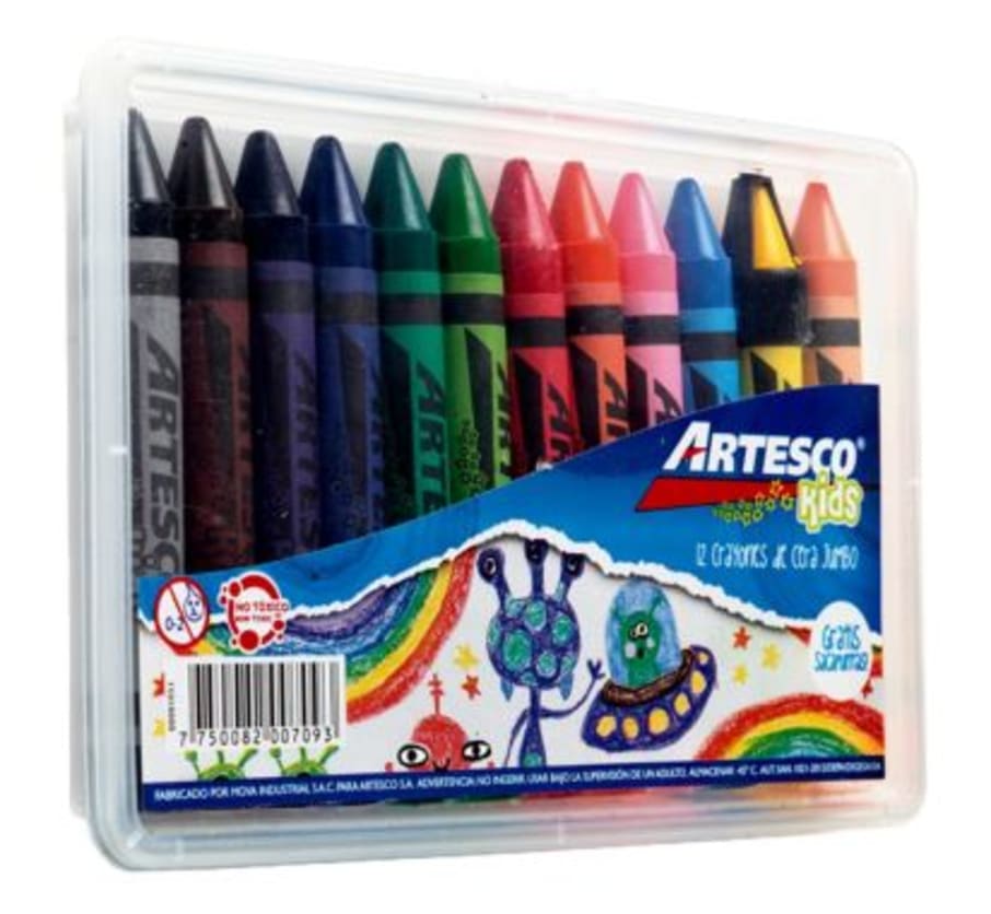 CRAYONES  AR x 12 JUMBO (CAJA PLASTICA)