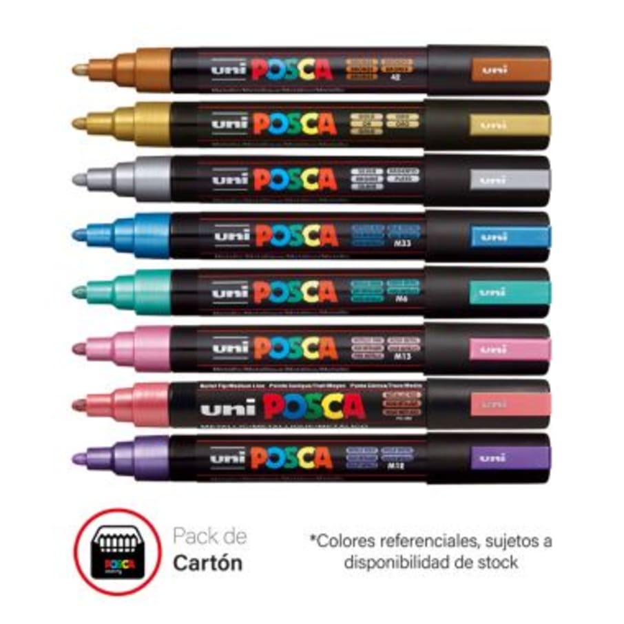 PLUMON POSCA PC-5M ESTX8 COLORES METALICOS