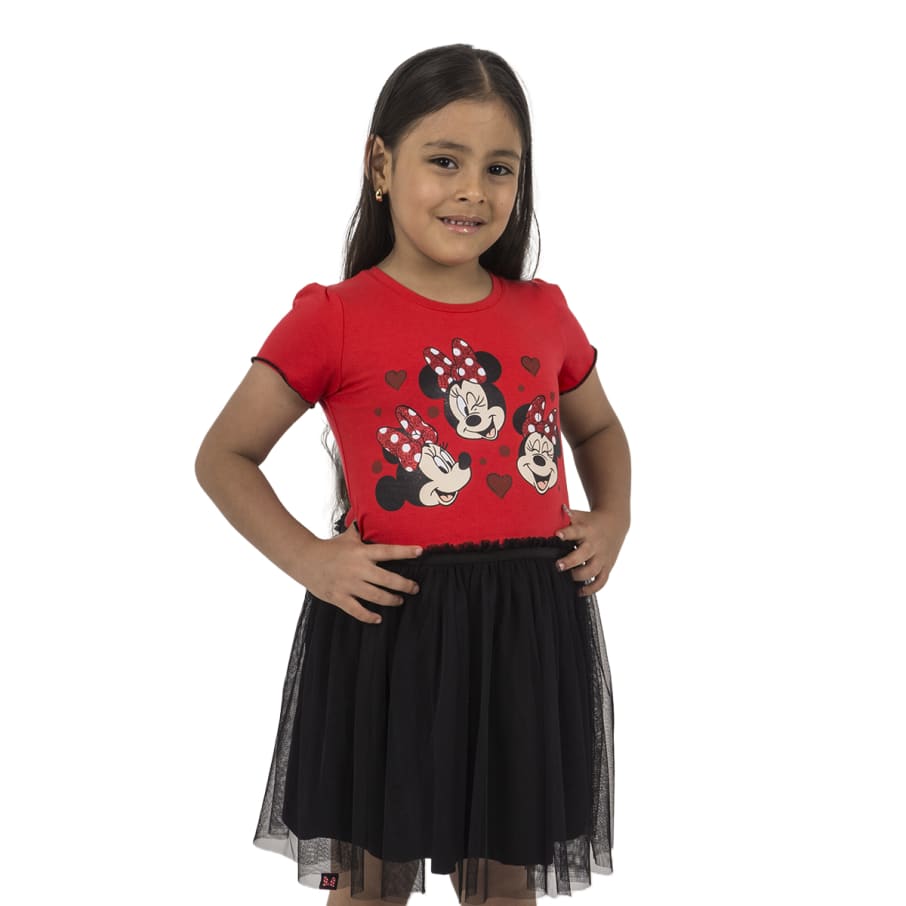 VESTIDO MODA MC NIÑA MINNIE MOUSE ROJO