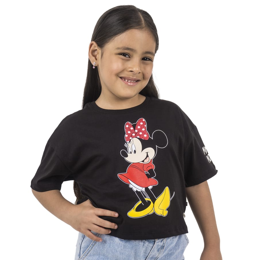 POLO MODA MC NIÑA MINNIE MOUSE NEGRO