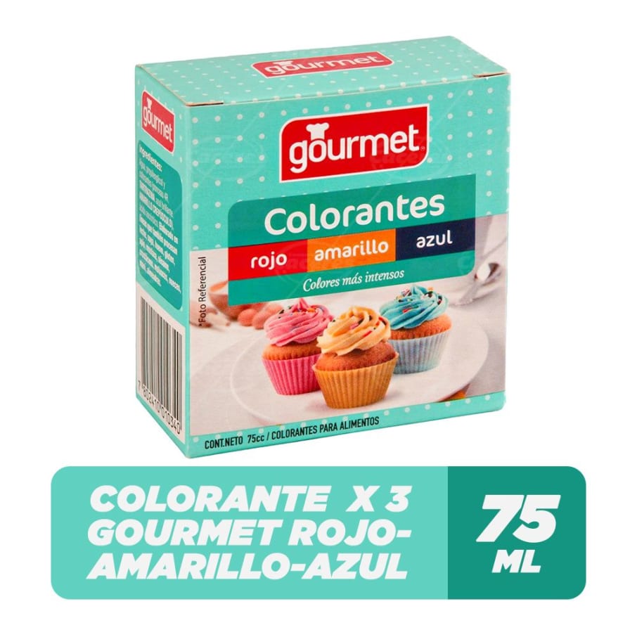Colorantes Rojo - Amarillo - Azul 75 Cc.