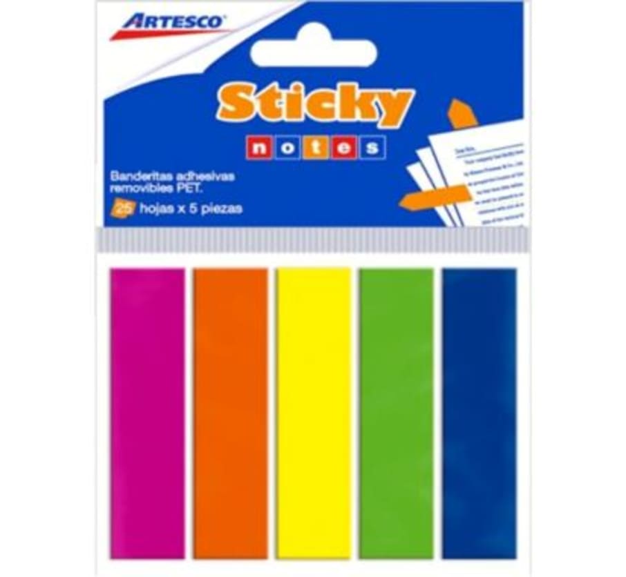 BANDERITAS AUTOAD PET 5 COL X 25HJ