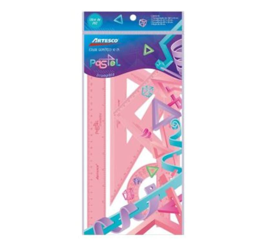 ESTUCHE GEOMETRICO 30 CM IRROMPIBLE PASTEL