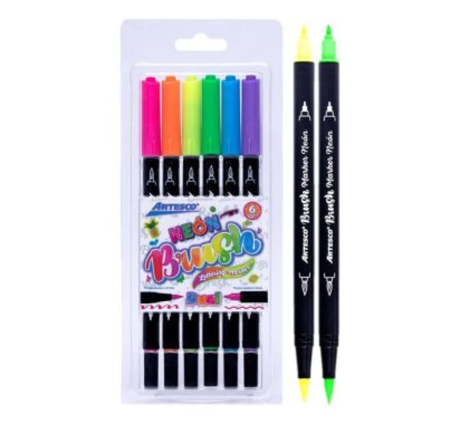 PLUMON DOBLE PUNTA BRUSH NEON X6