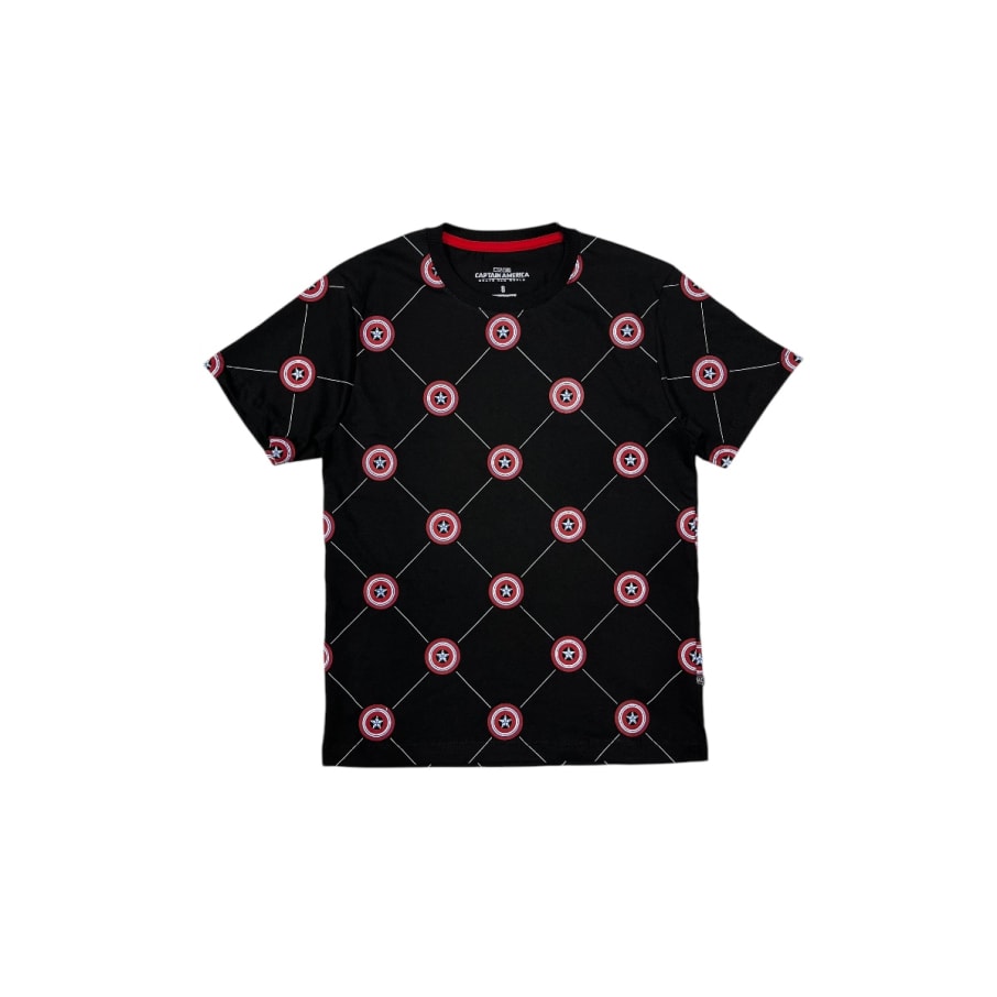 POLO MODA MC CAPITAN AMERICA NIÑO NEGRO