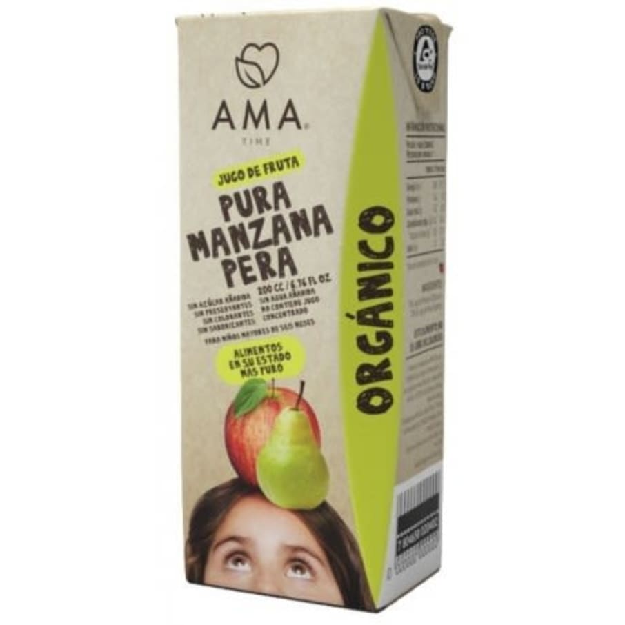 Jugo manzana pera organico 200 cc Marca Ama