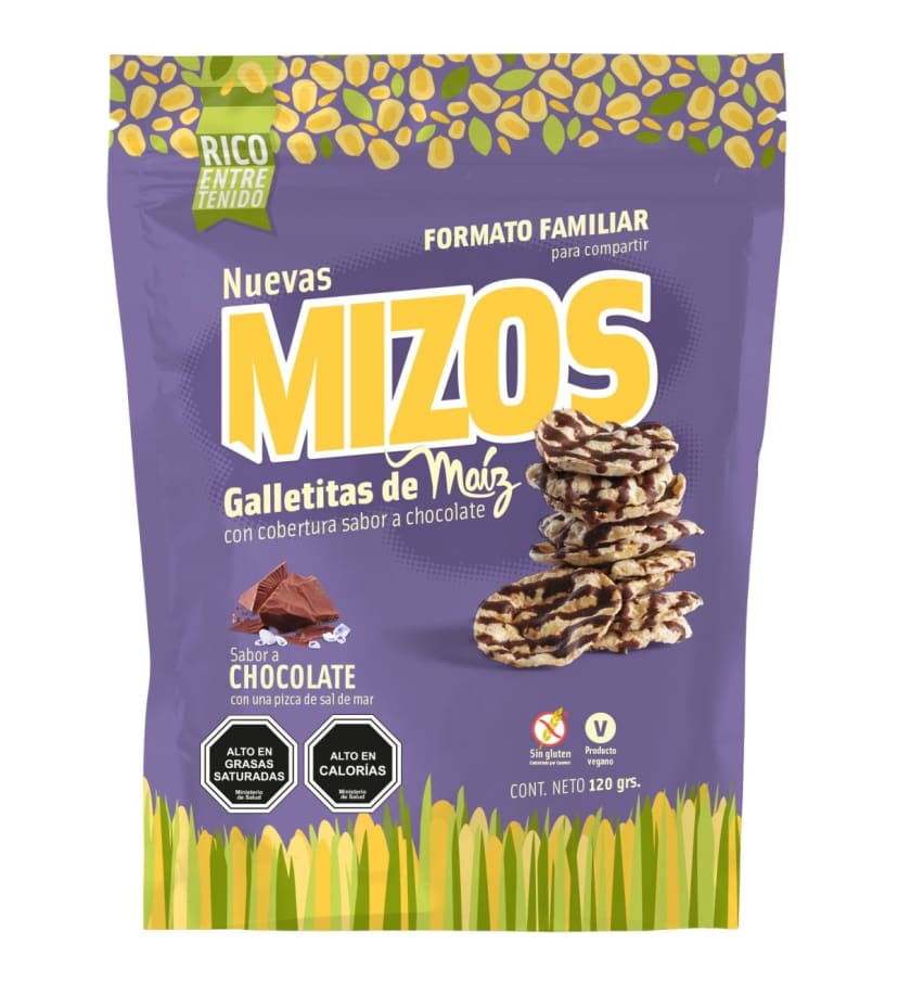 Galletas de maiz con chocolate 120 gramos  Marca Mizos