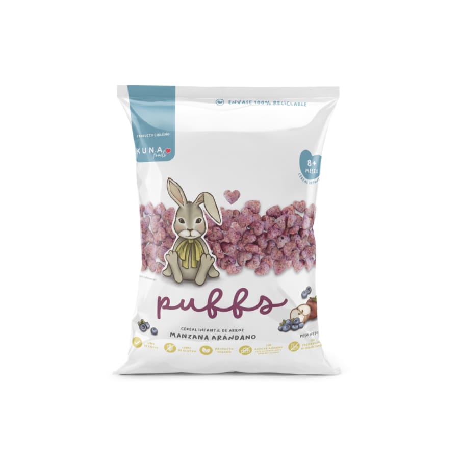 Puffs sabor manzana arandano 10 gr Marca Kuna Foods