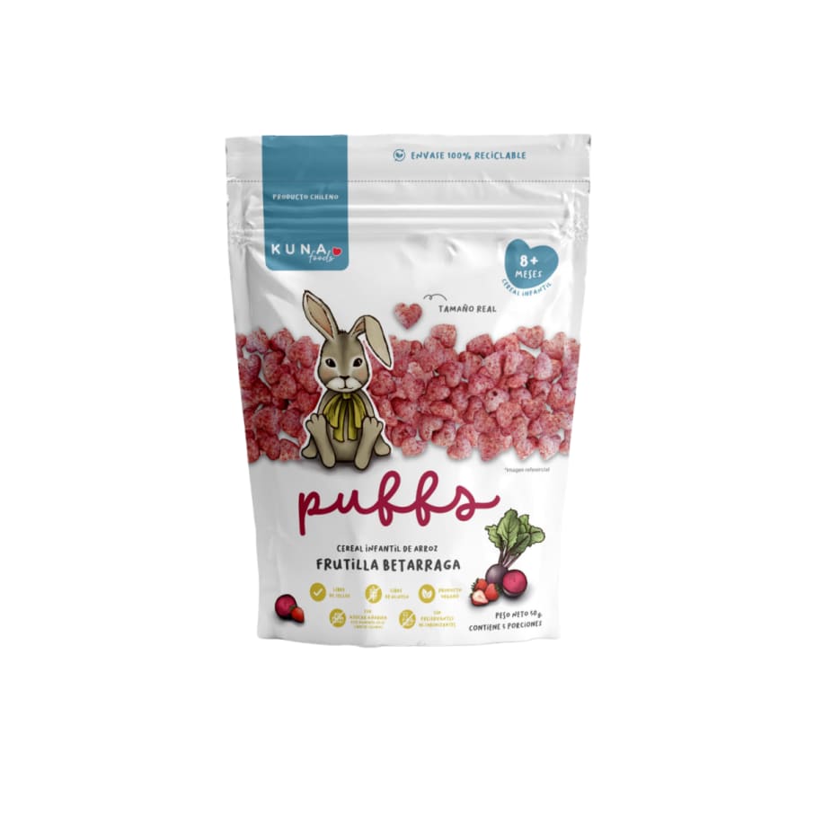 Puffs sabor frutilla betarraga 50 gr Marca Kuna Foods