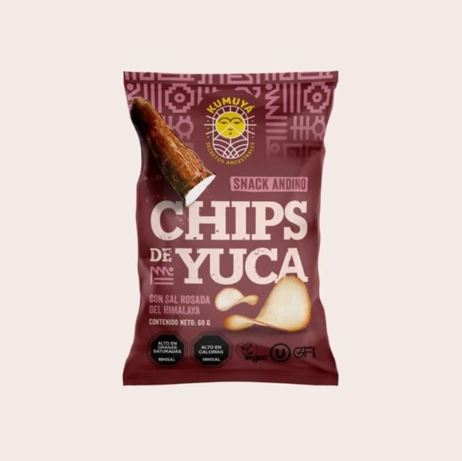 Chips de yuca con sal rosada 50 gramos Marca Kumuya
