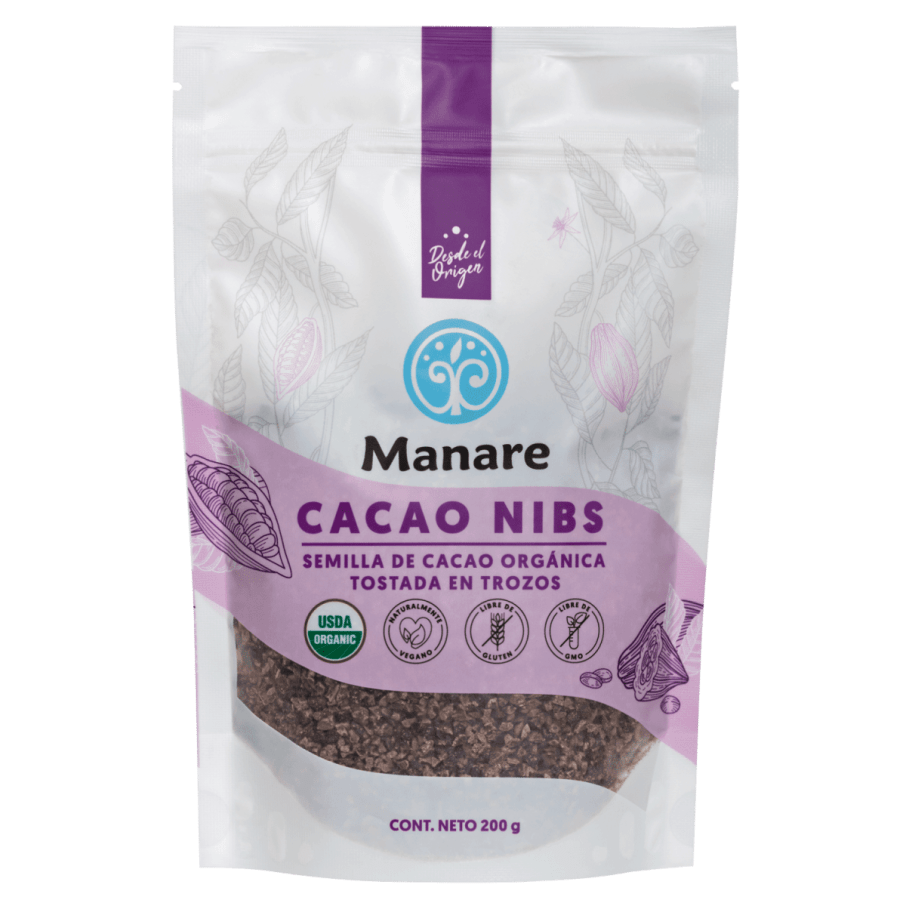Cacao nibs organico 200 gramos Marca Manare