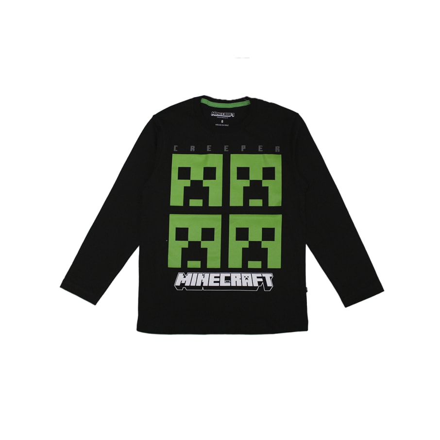 POLO BAS ML MINECRAFT NIÑO NEGRO