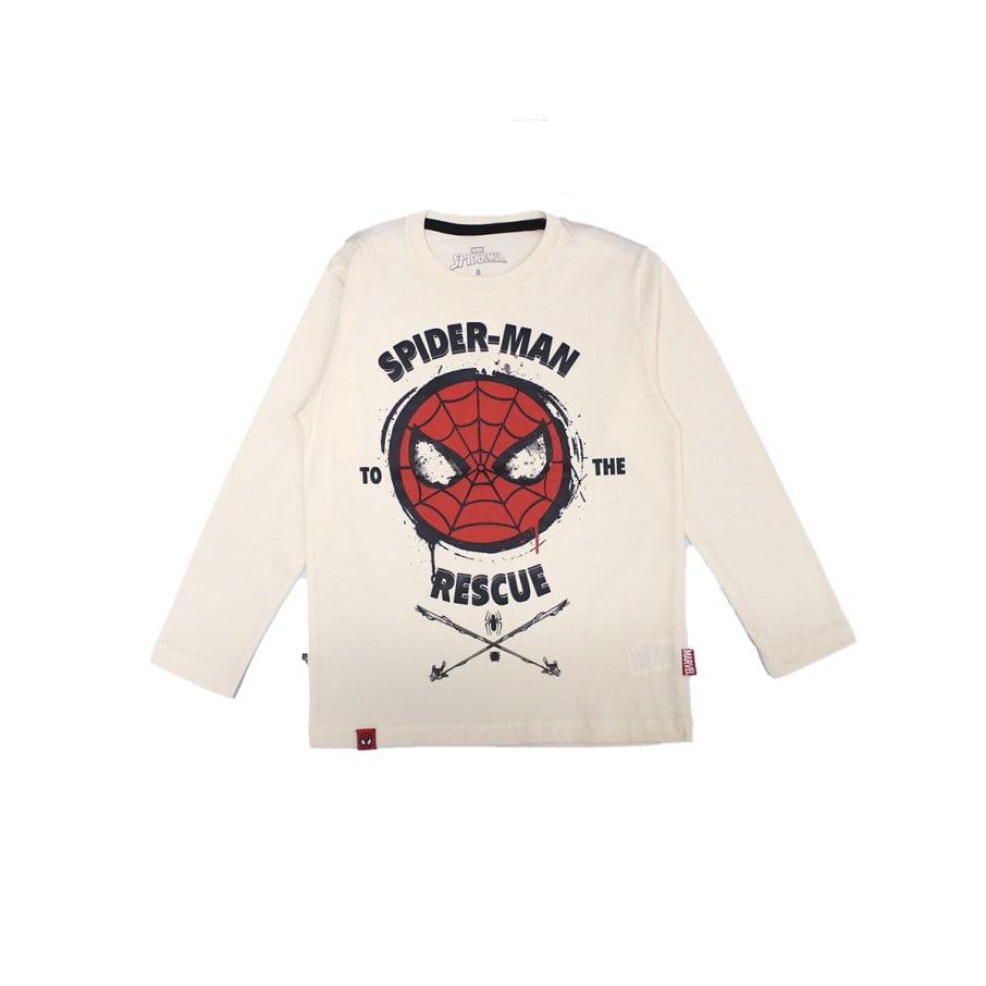 POLO BAS ML NIÑO SPIDERMAN MARFIL
