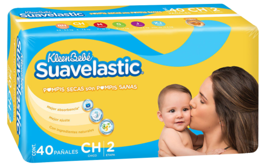 Pañal Kbb Suavelastic Max Chico C/40