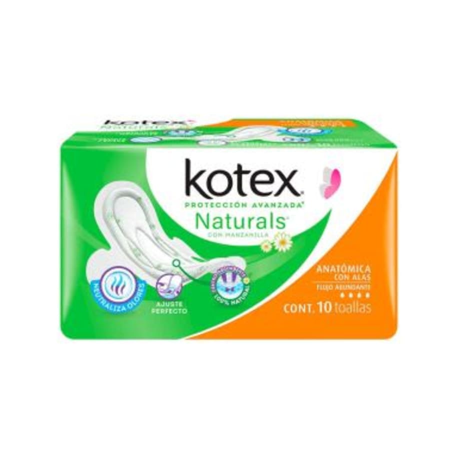 Toalla Kotex Manzanilla Anatomicsa C/Alas C/10