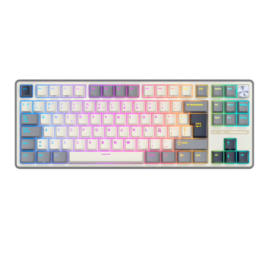 Teclado Royal Kludge RK-R87PRO TKL Cableado HALF GREY - CREAMY SWITCH
