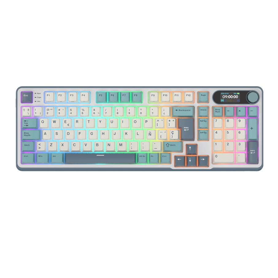 Teclado Royal Kludge RK-S98 Inalambrico LIGHT CLOUD - CHARTREUSE SWITCH