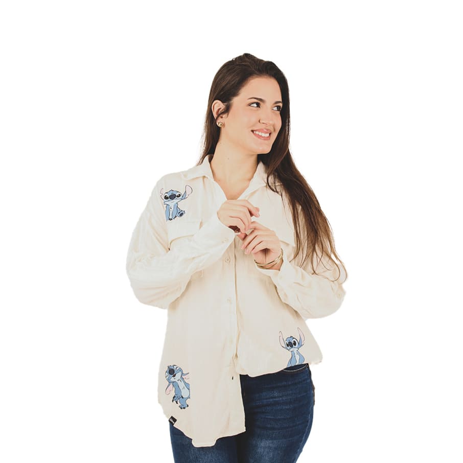 BLUSA ML LILO Y STITCH MUJER MARFIL