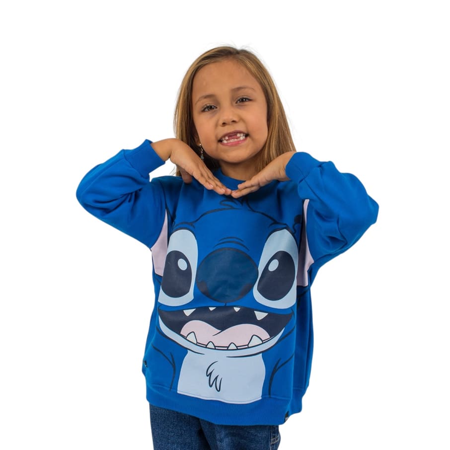 POLERA BASICA LILO & STITCH NIÑA AZUL