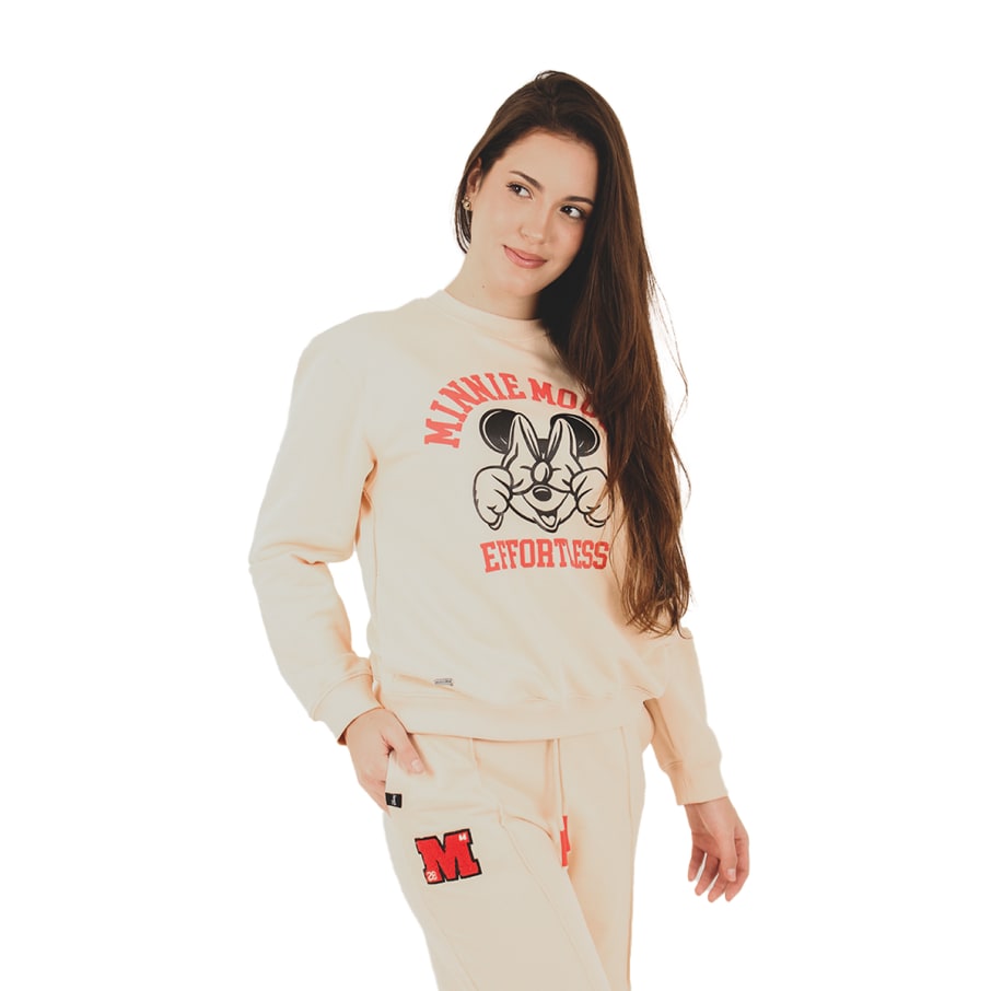 POLERA BASICA MINNIE MOUSE MUJER VAINILLA