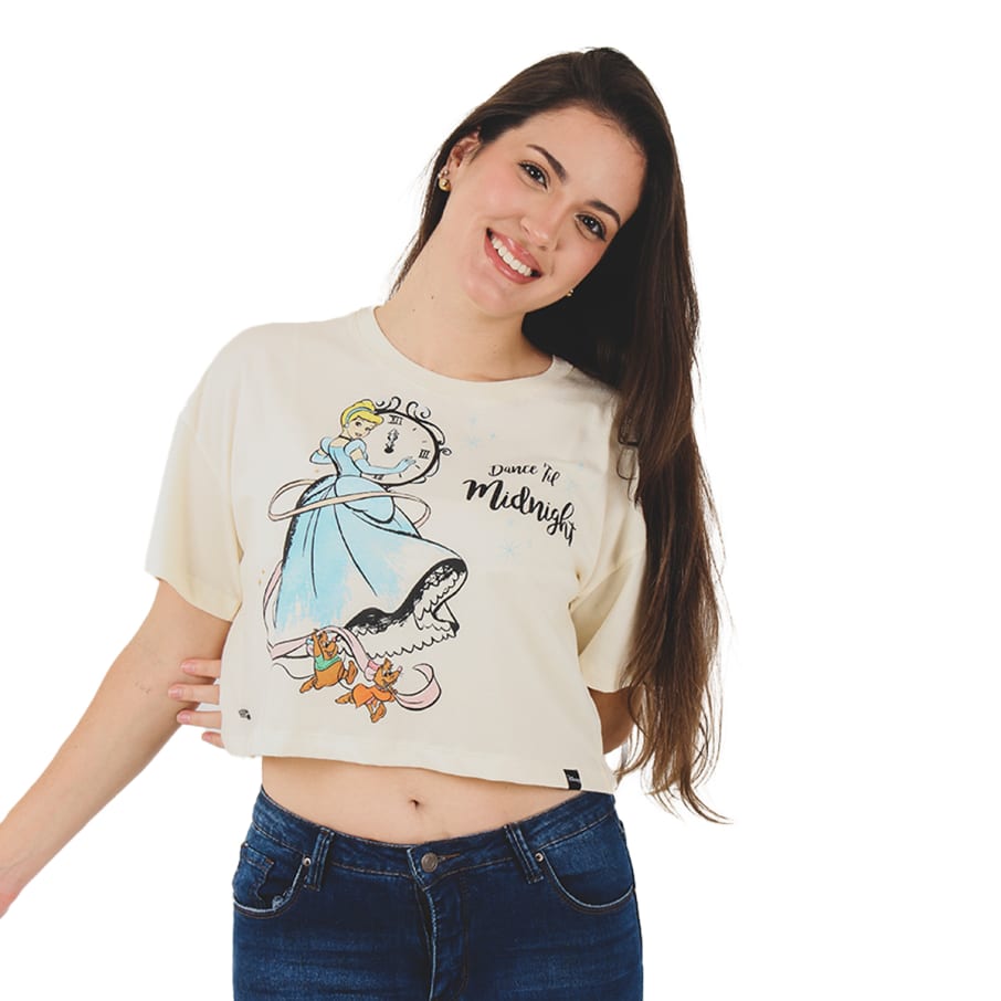 POLO CROP MC CENICIENTA MUJER MARFIL